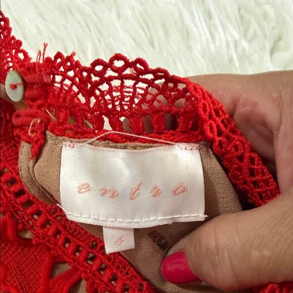 Entro Red Lace Mini Dress Size Small - Picture 5 of 9